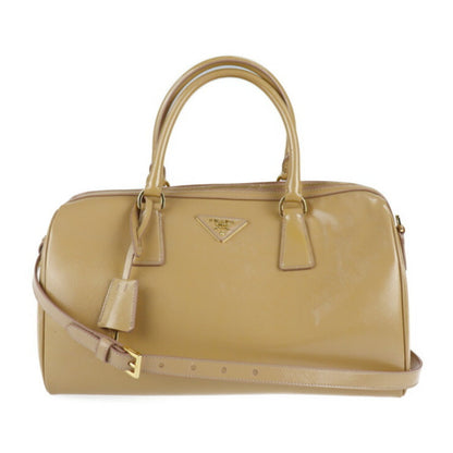 Prada handBag BL0796 patent leather CAMMEO beige 2WAY shoulder Bag mini Boston