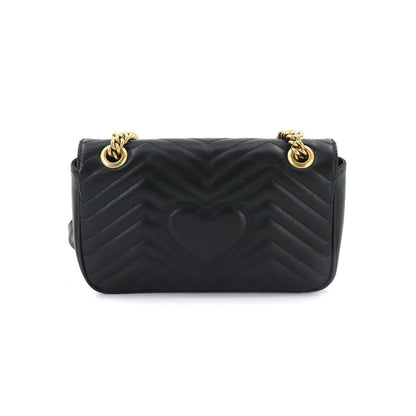 Gucci GG Marmont Quilted Small Shoulder Bag Leather Black 443497