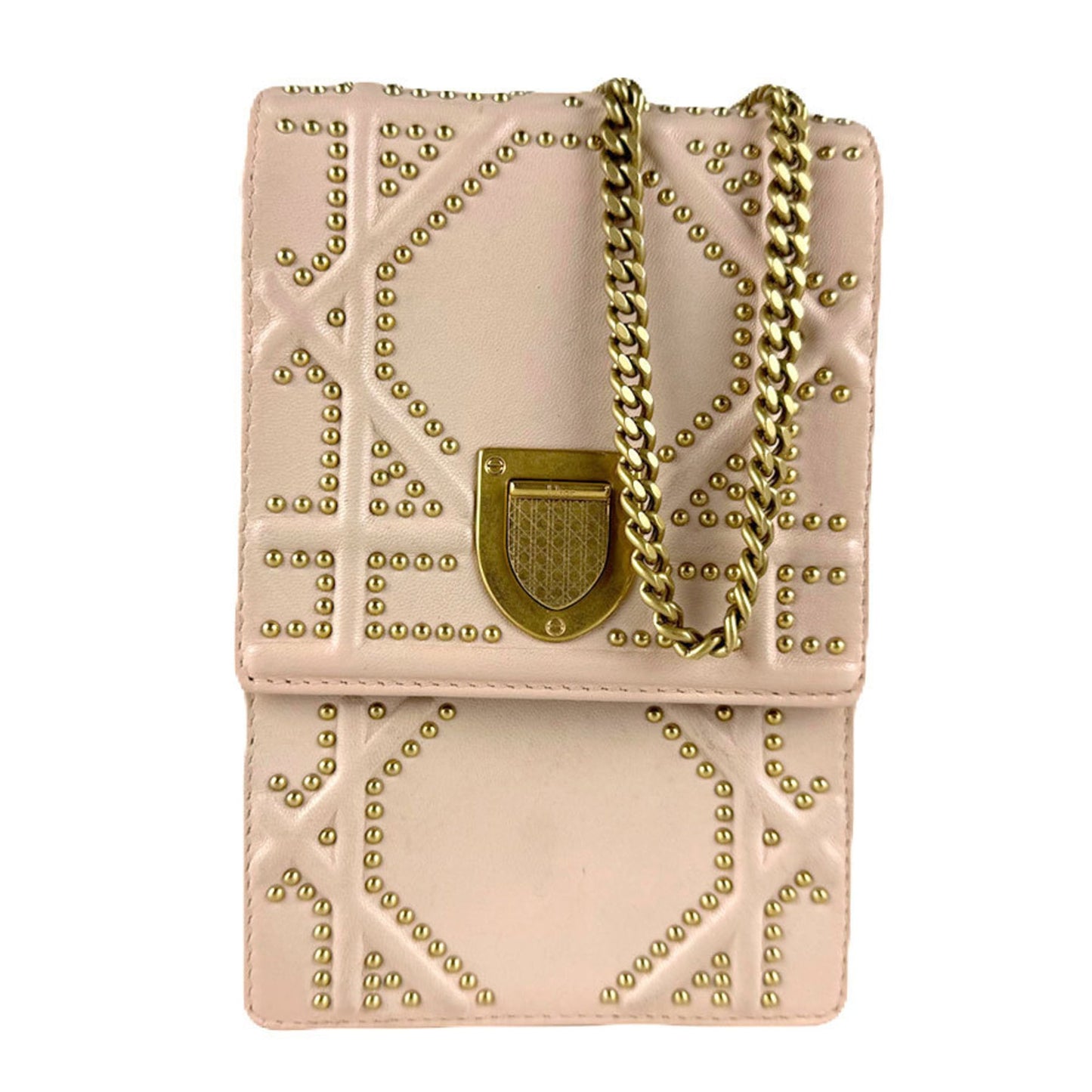 Christian Dior Pink Beige Leather Shoulder Bag ()