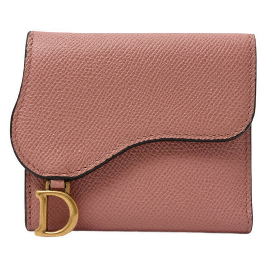 Christian Dior Pink Beige Leather Wallet (Tri-Fold) ()