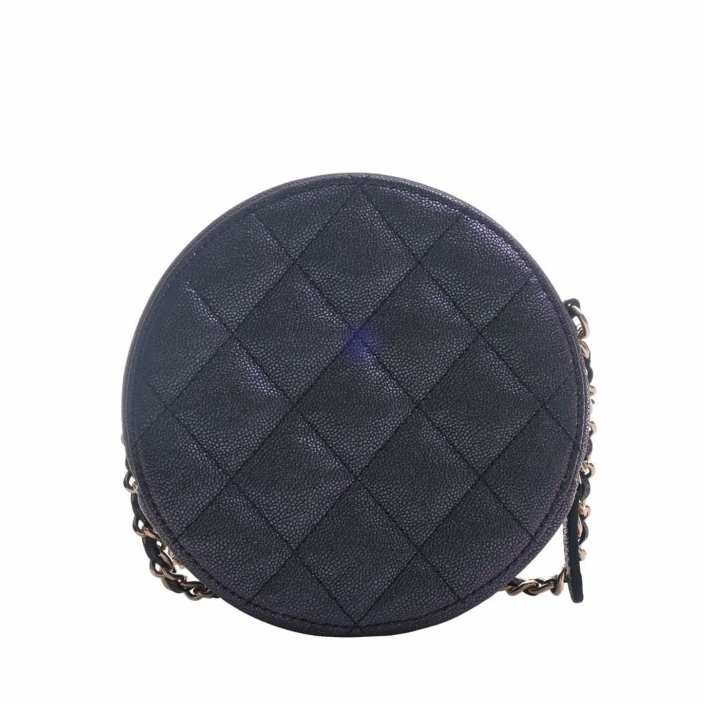 CHANEL Caviar Skin Matelasse Coco Mark Chain Shoulder Bag Metallic Women's
