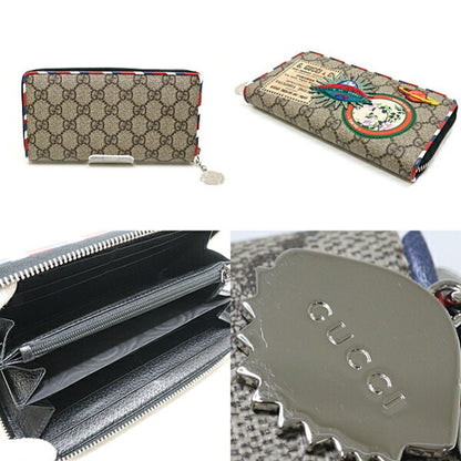 Gucci Courier Ginza Limited Zip Around Wallet 473909 Round Zipper Long GG Supreme Embroidered Applique