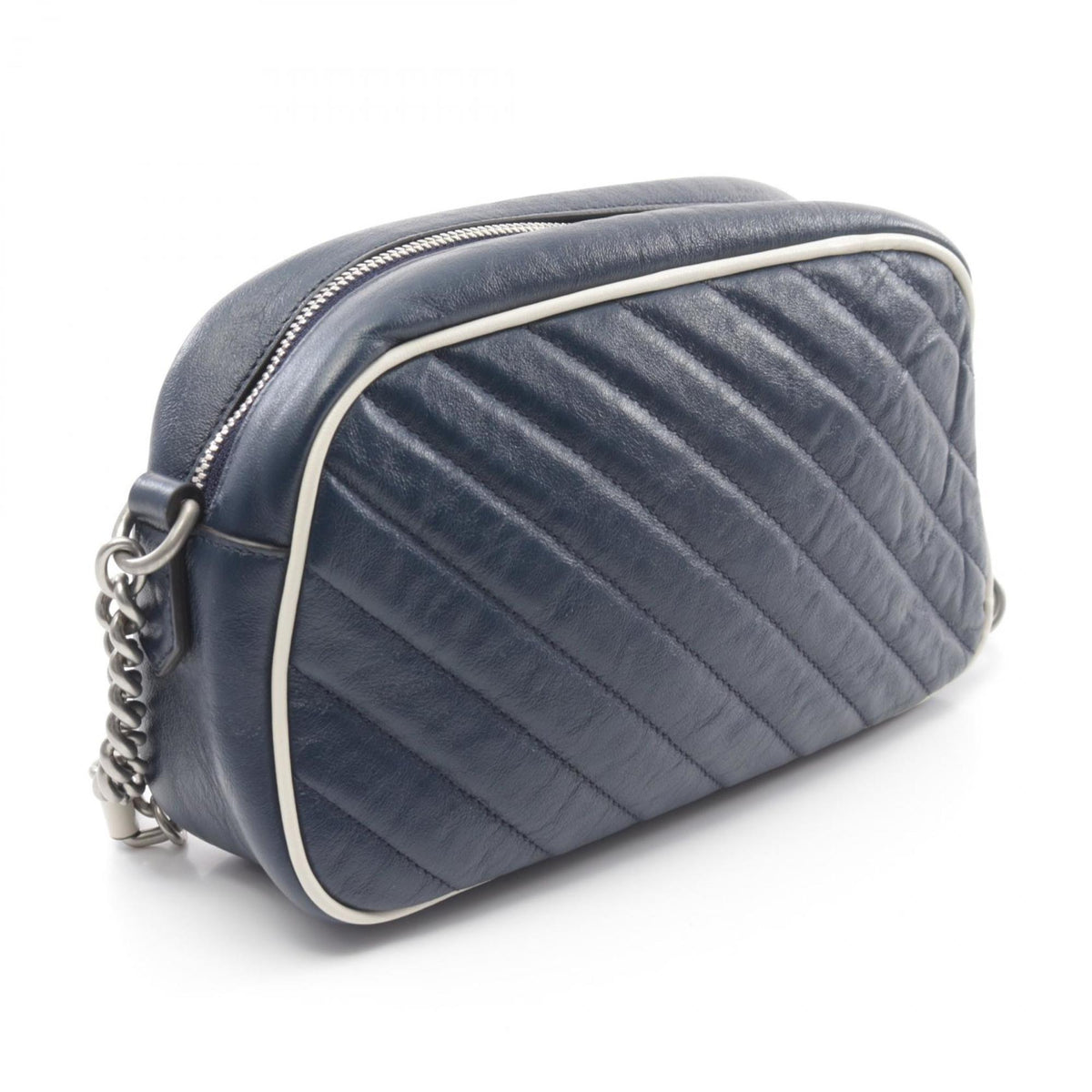 Gucci Blue White Leather Shoulder Bag
