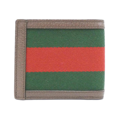 Gucci Brown Green Red Color Leather Wallet (Bi-Fold)