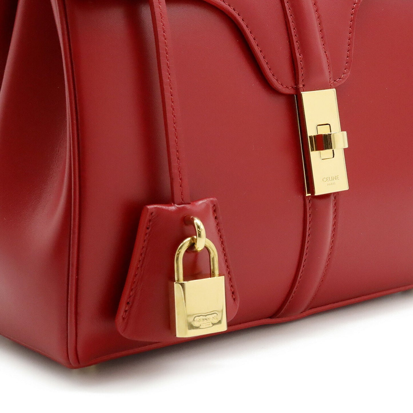Celine 16 Saise Small Handbag Shoulder Bag Leather Red 188003