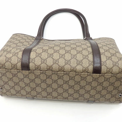 Gucci Tote Bag GG Supreme Women's Beige Brown PVC Leather 114595 204990