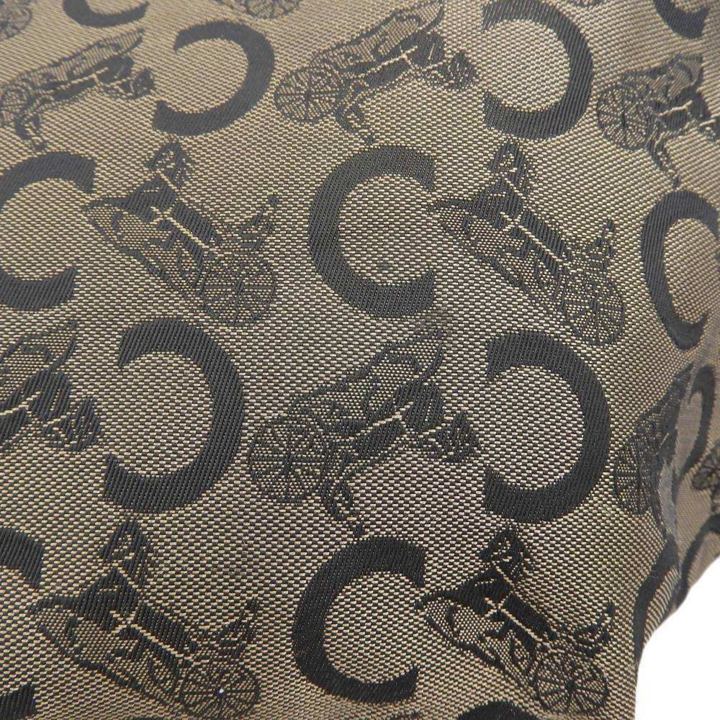 Celine tote bag carriage pattern large canvas black beige WC ST 0077