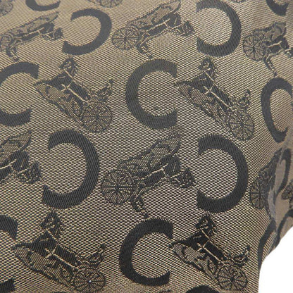 Celine tote bag carriage pattern large canvas black beige WC ST 0077