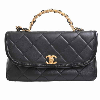 Chanel lambskin matelasse chain shoulder bag black