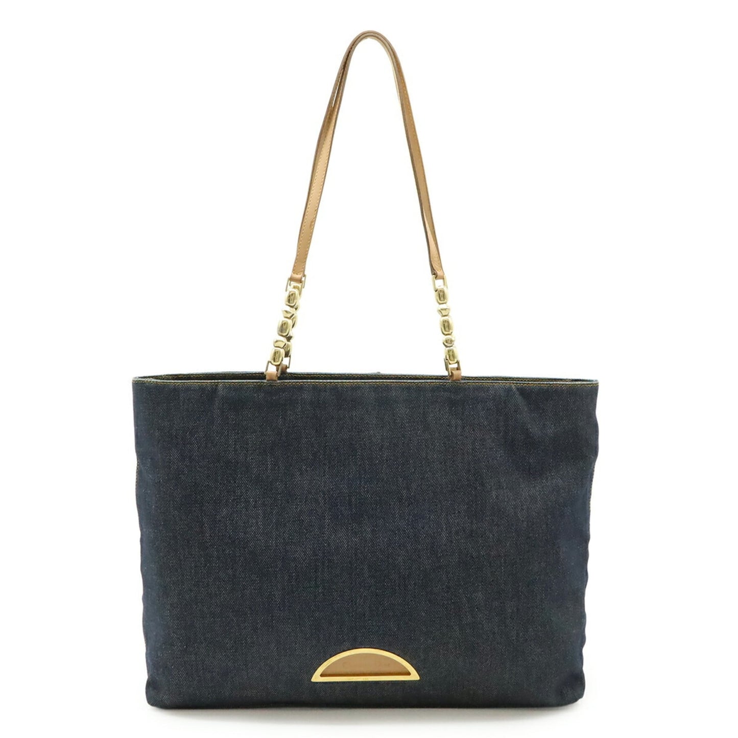Christian Dior Navy Denim Leather Shoulder Bag Tote Bag ()
