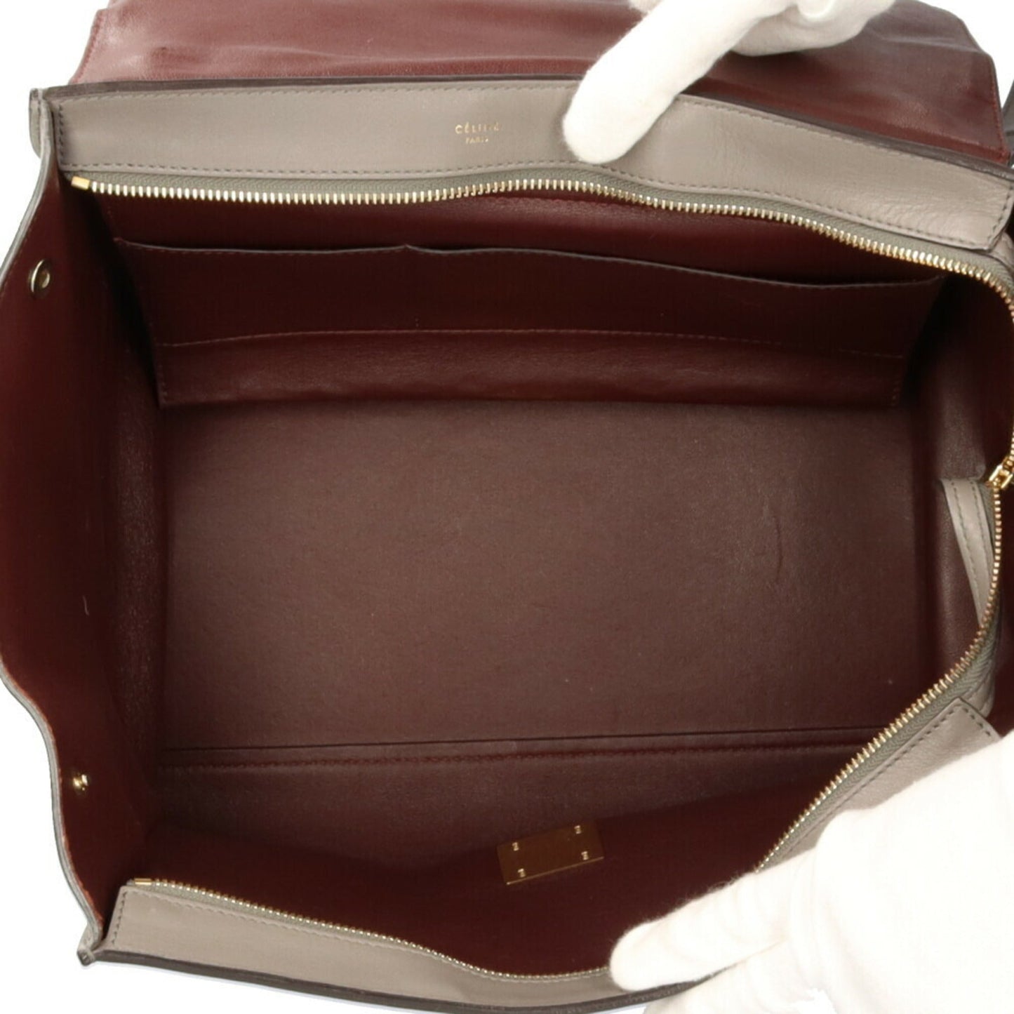 Celine trapeze shoulder bag leather gray ladies