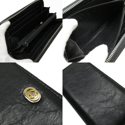 Gucci round wallet GG black silver gold leather 575988