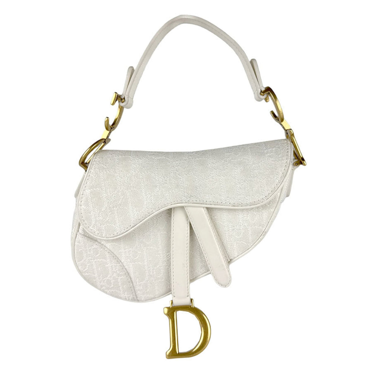 Christian Dior White Canvas Leather Handbag ()