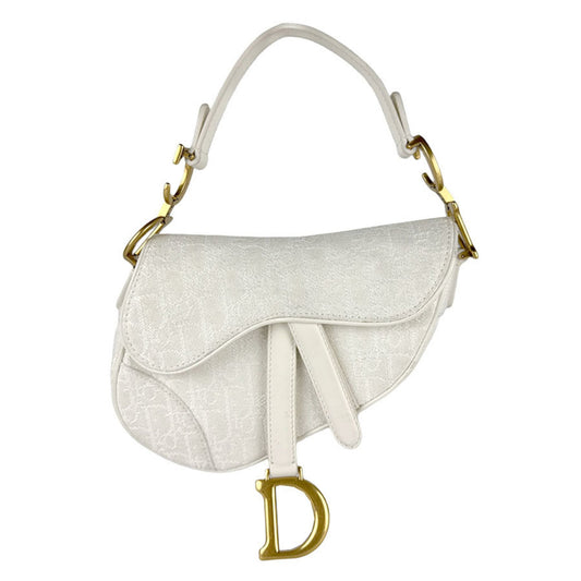 Christian Dior White Canvas Leather Handbag ()
