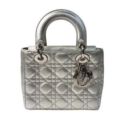 Christian Dior Silver Leather Handbag Shoulder Bag ()