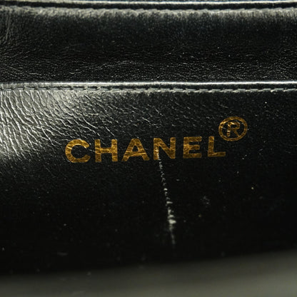 CHANEL Decamatlasse W Chain Lambskin Women's Leather Shoulder Bag Black