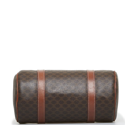Celine Macadam Cylinder Handbag Boston Bag Brown PVC Leather Ladies