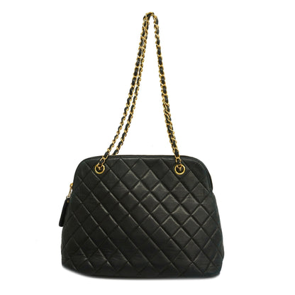 ChanelAuth  Matelasse Chain Shoulder Lambskin Women's Leather Shoulder Bag Black