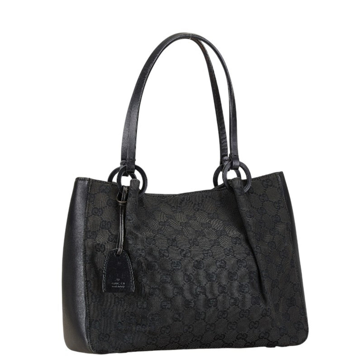Gucci Black Canvas Leather Pouch Shoulder Bag Tote Bag
