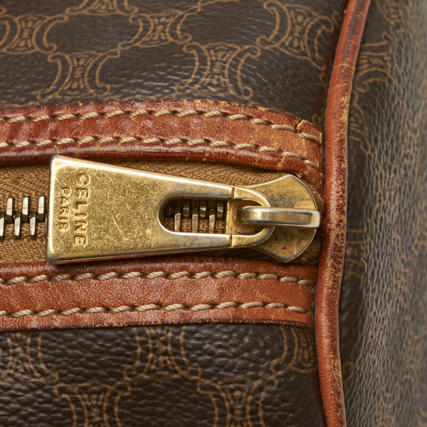 Celine Macadam Handbag MC96 Brown PVC Leather Ladies