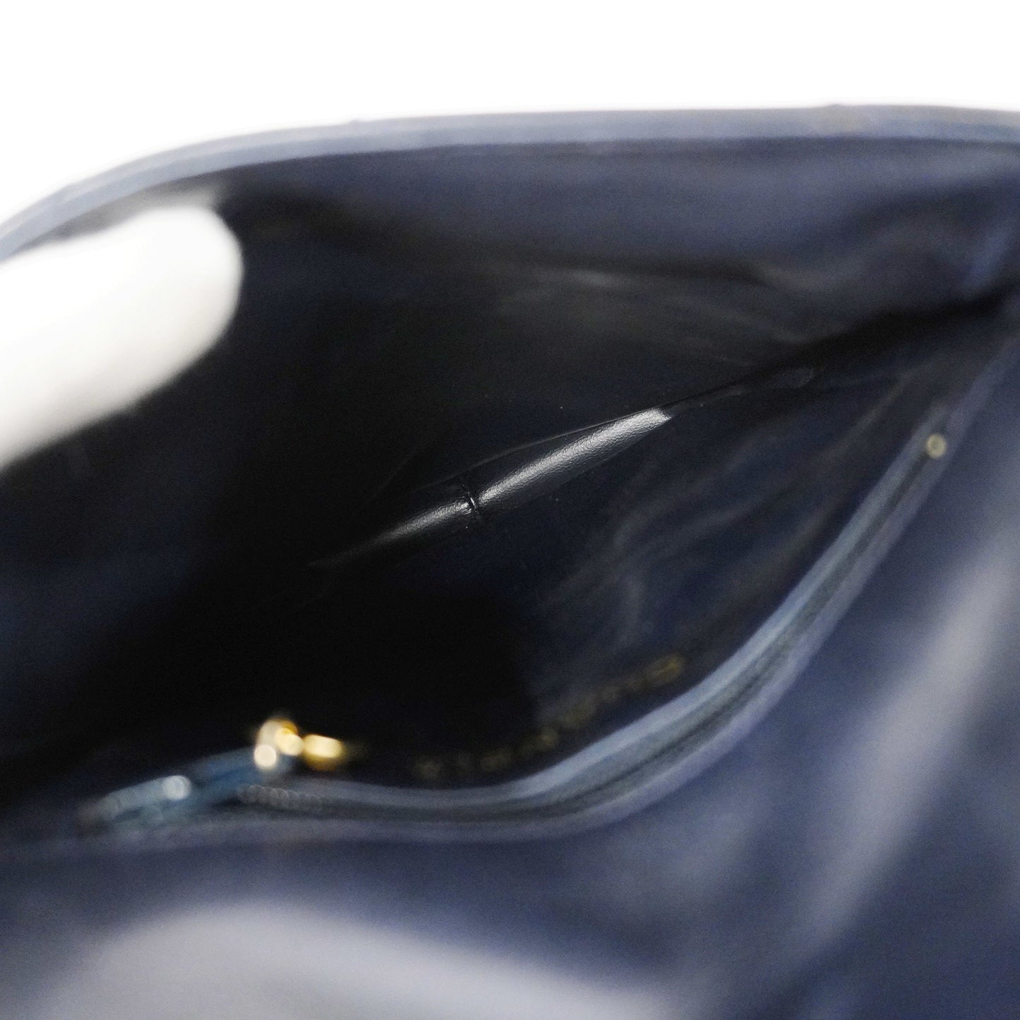 CHANEL   V Stitch Leather Shoulder Bag Navy