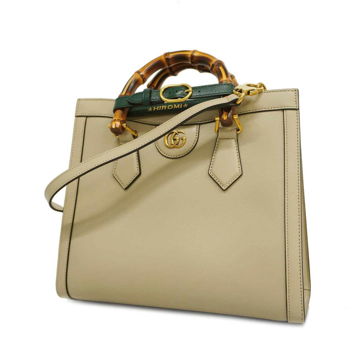 GUCCI  Bamboo Diana 660195 Women's Leather Handbag,Shoulder Bag Grayish