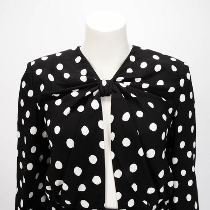 Saint Laurent Black Polka Dot Crepe Cutout Mini Dress IT 42