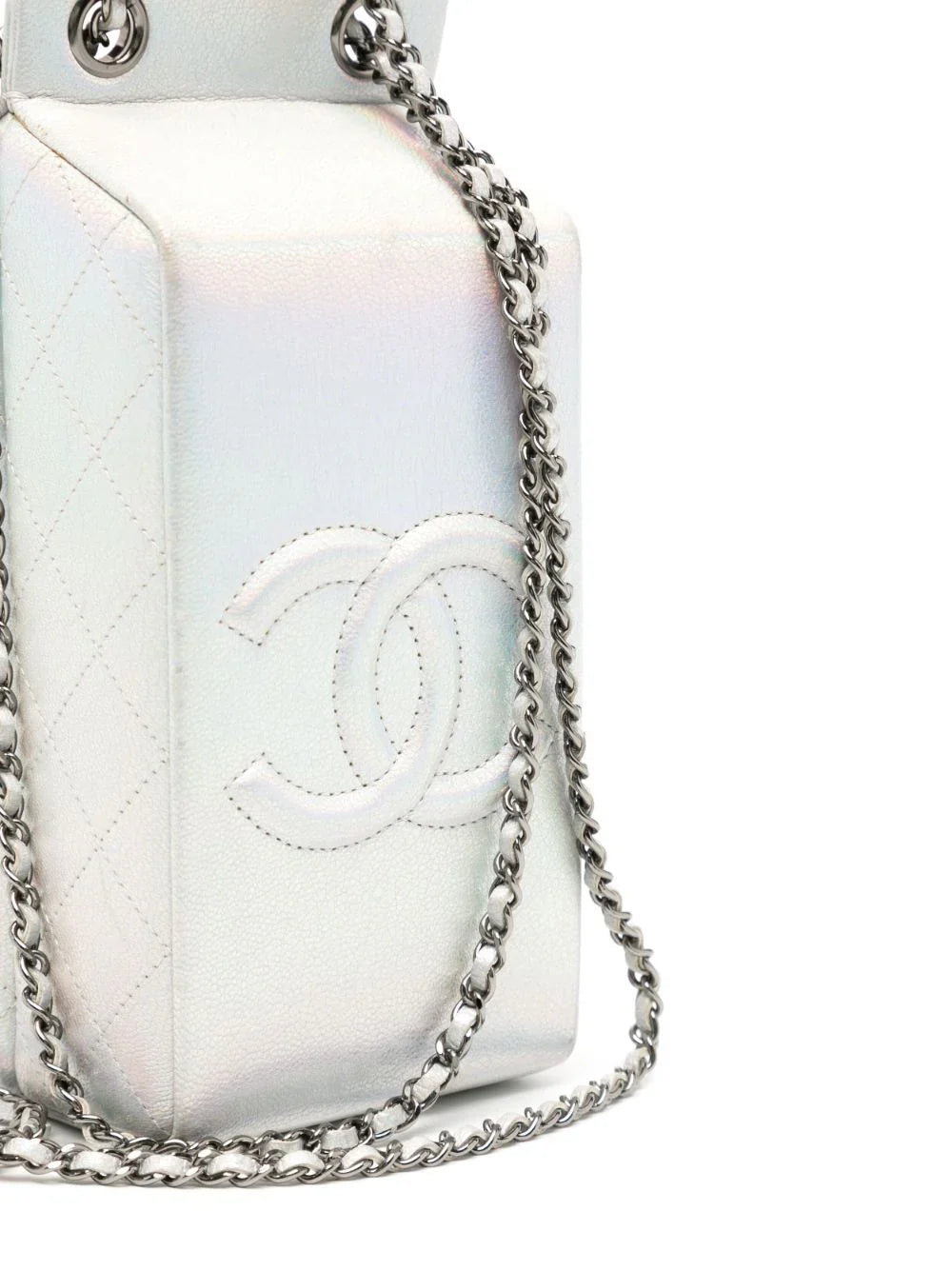 Iridescent Silver Lait De Coco Milk Carton Bag
