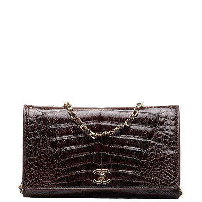 Chanel Leather Embossed Flap Chain Bag  Leather Shoulder Bag in Good condition