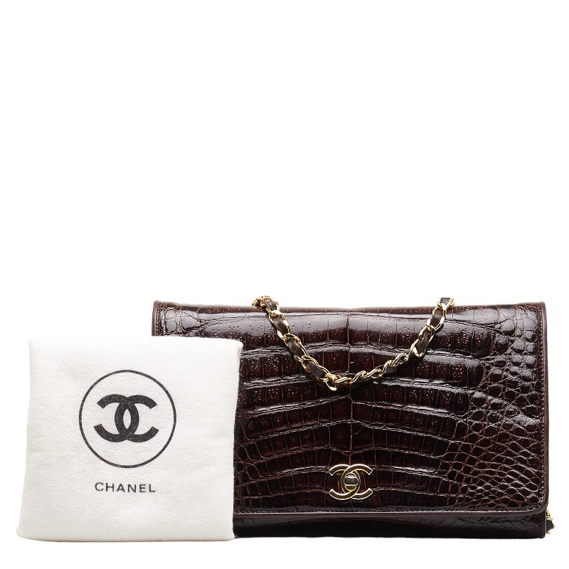 Chanel Leather Embossed Flap Chain Bag  Leather Shoulder Bag in Good condition