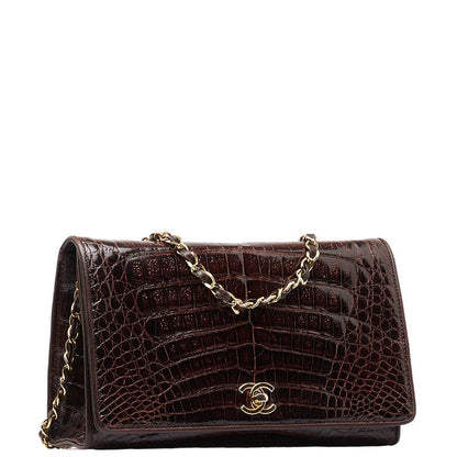 Chanel Leather Embossed Flap Chain Bag  Leather Shoulder Bag in Good condition