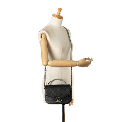 Chanel CC Caviar Top Handle Flap Bag  Leather Shoulder Bag in Good condition