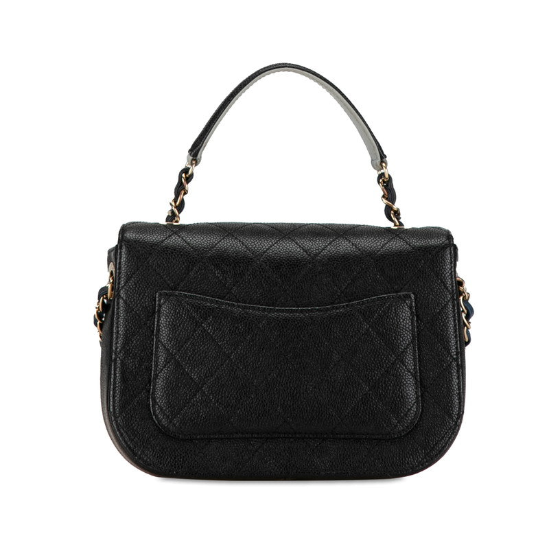 Chanel CC Caviar Top Handle Flap Bag  Leather Shoulder Bag in Good condition