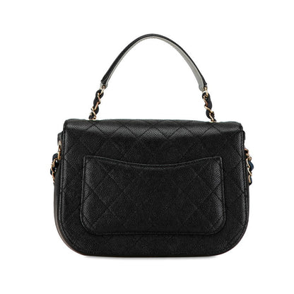 Chanel CC Caviar Top Handle Flap Bag  Leather Shoulder Bag in Good condition