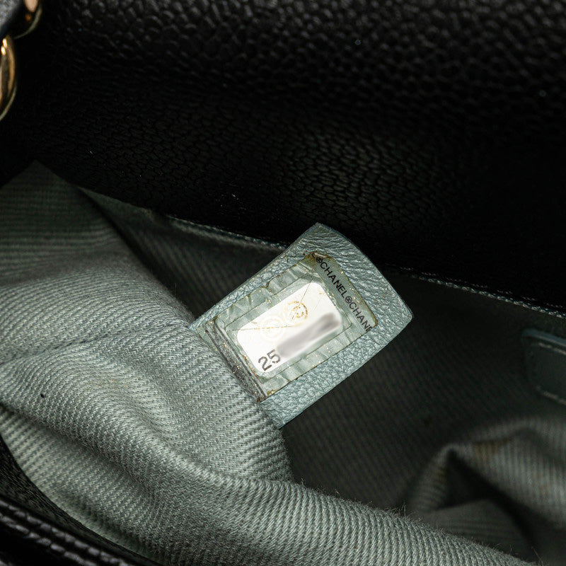 Chanel CC Caviar Top Handle Flap Bag  Leather Shoulder Bag in Good condition