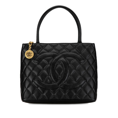Chanel CC Caviar Medallion Tote Leather Tote Bag in Good condition
