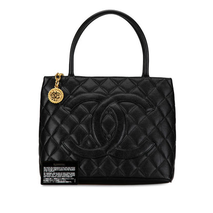Chanel CC Caviar Medallion Tote Leather Tote Bag in Good condition