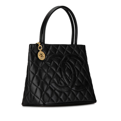 Chanel CC Caviar Medallion Tote Leather Tote Bag in Good condition