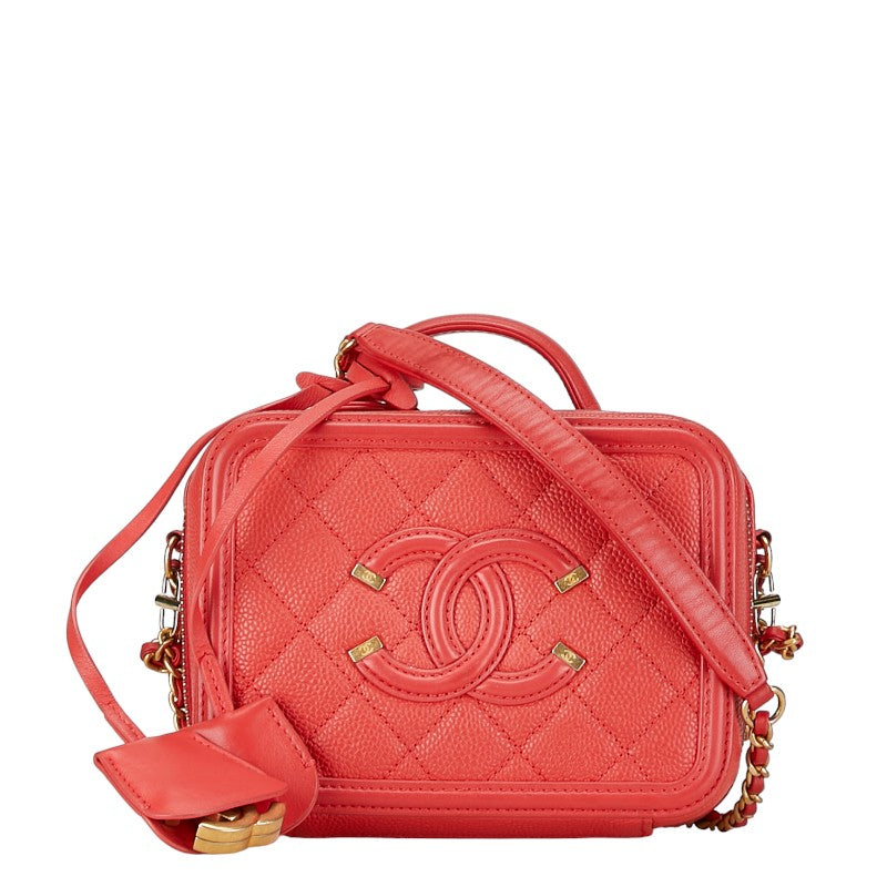 Chanel CC Caviar Filigree Vanity Case Bag  Leather Shoulder Bag in Good condition