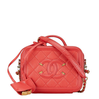 Chanel CC Caviar Filigree Vanity Case Bag  Leather Shoulder Bag in Good condition