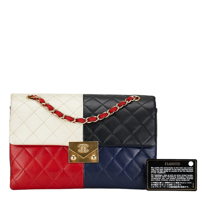 Chanel Colorblock Pagoda Flap Bag Leather Shoulder Bag in Good condition