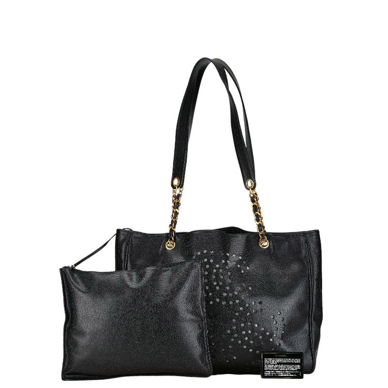 Chanel Caviar Leather Chain Tote Bag Leather Tote Bag in Good condition
