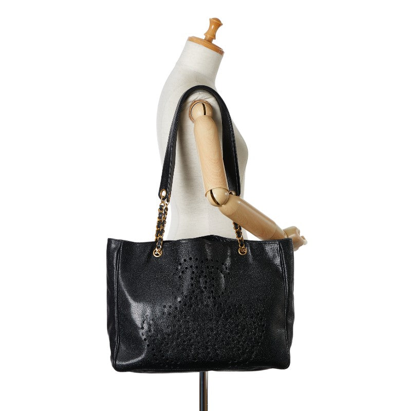 Chanel Caviar Leather Chain Tote Bag Leather Tote Bag in Good condition