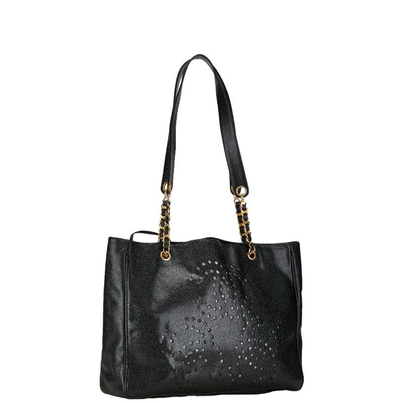 Chanel Caviar Leather Chain Tote Bag Leather Tote Bag in Good condition