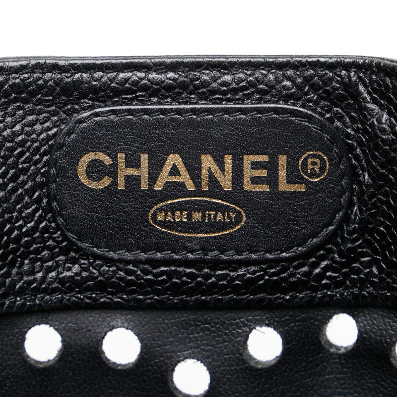 Chanel Caviar Leather Chain Tote Bag Leather Tote Bag in Good condition