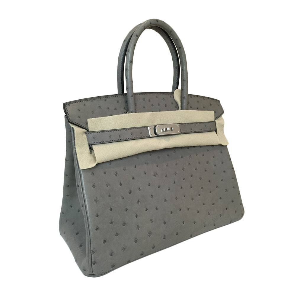 Hermès Birkin 30 Ostrich Gris Tourterelle Bag