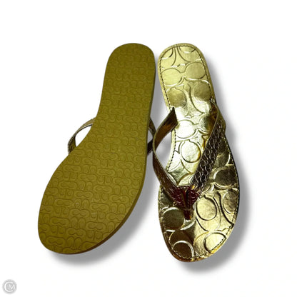 Sandals Designer By Coach In Gold, Size: 5