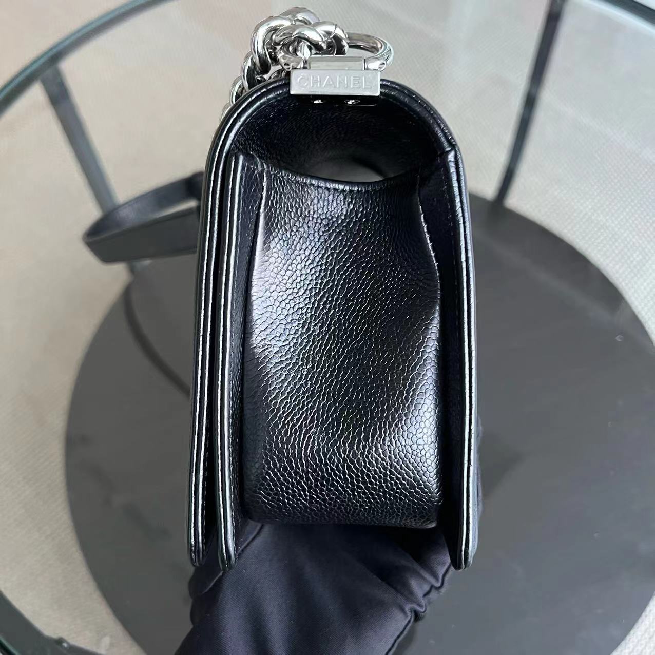 *2020 Receipt* Caviar Old Medium 25CM Chevron Black Silver Hardware Series 29