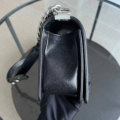 *2020 Receipt* Caviar Old Medium 25CM Chevron Black Silver Hardware Series 29