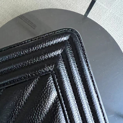 *2020 Receipt* Caviar Old Medium 25CM Chevron Black Silver Hardware Series 29